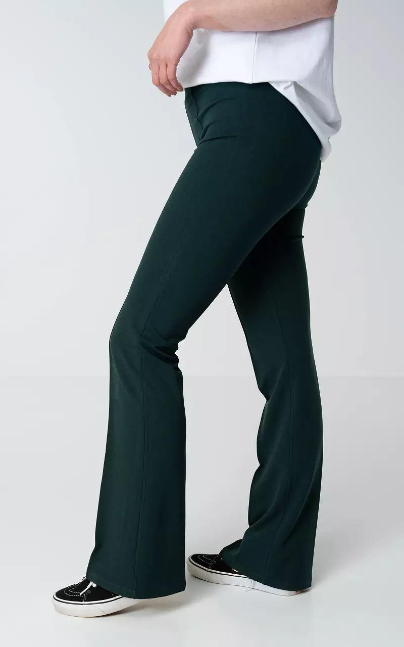 High-waist, flared trousers Dark Green