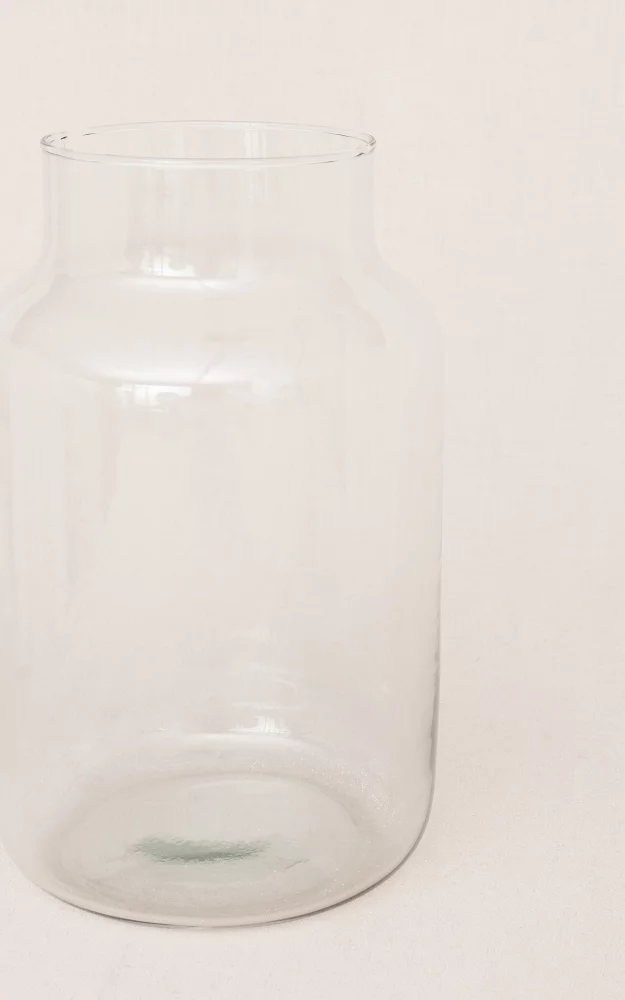 Clear glass vase White