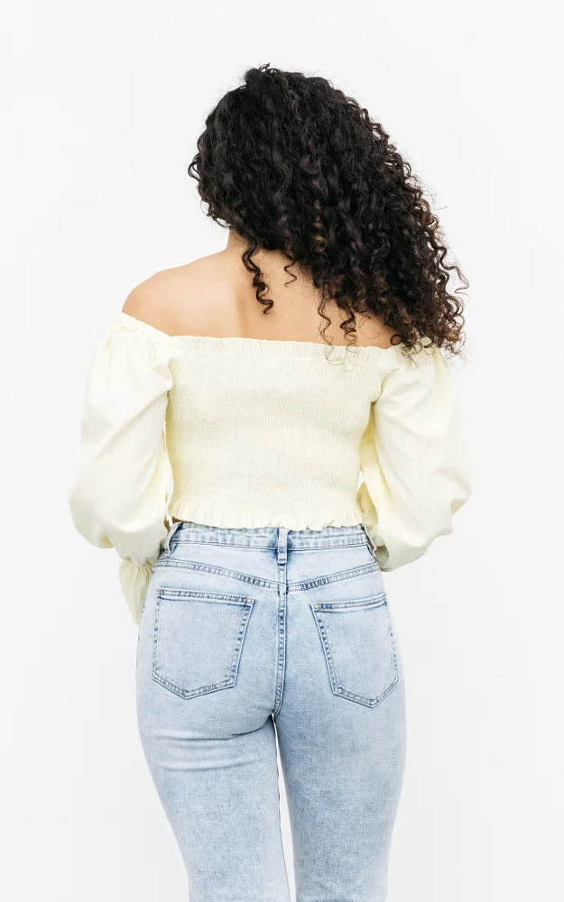 Cropped, long sleeve top Yellow