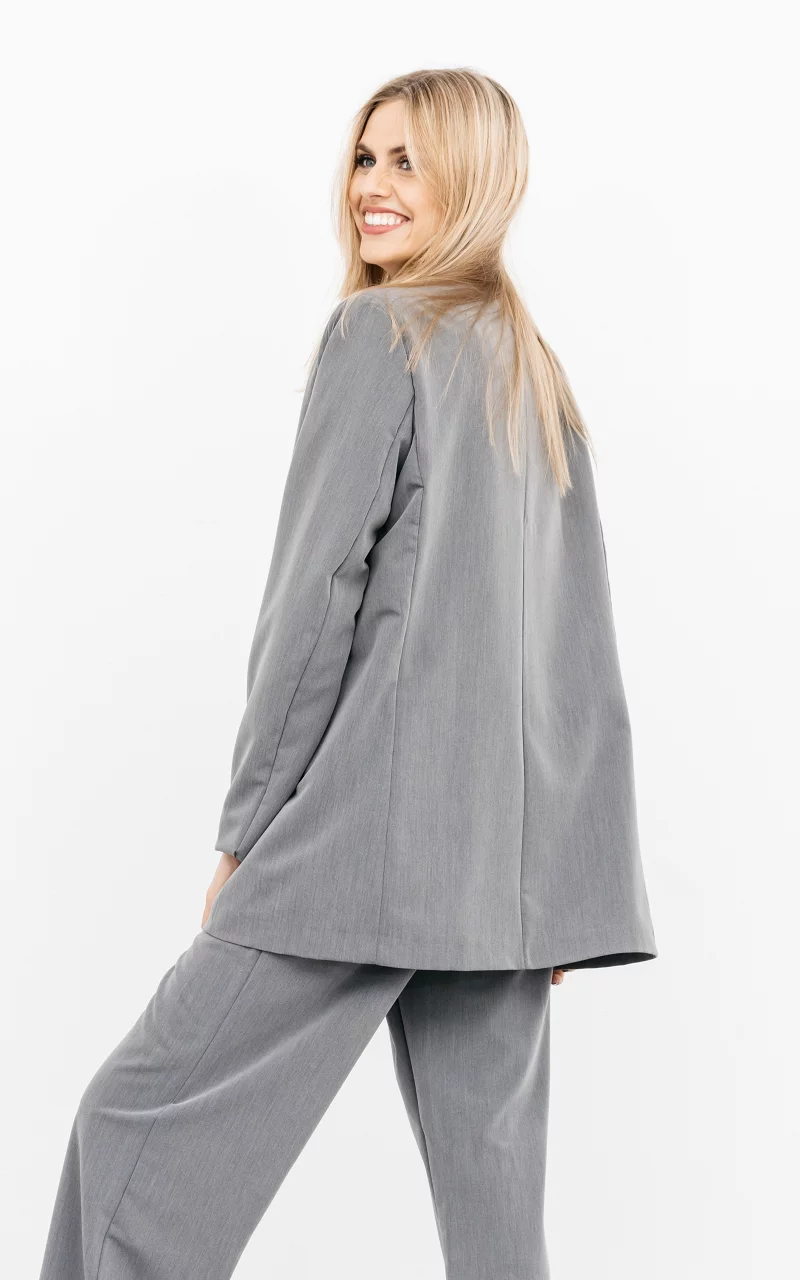 Blazer met knopen en sierzakken Donkergrijs