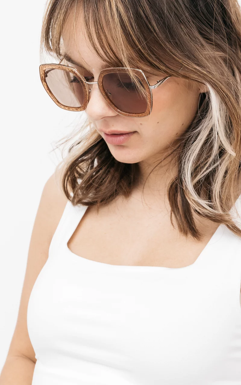 Eckige Sonnenbrille im Vintage-Look Rosa Silber