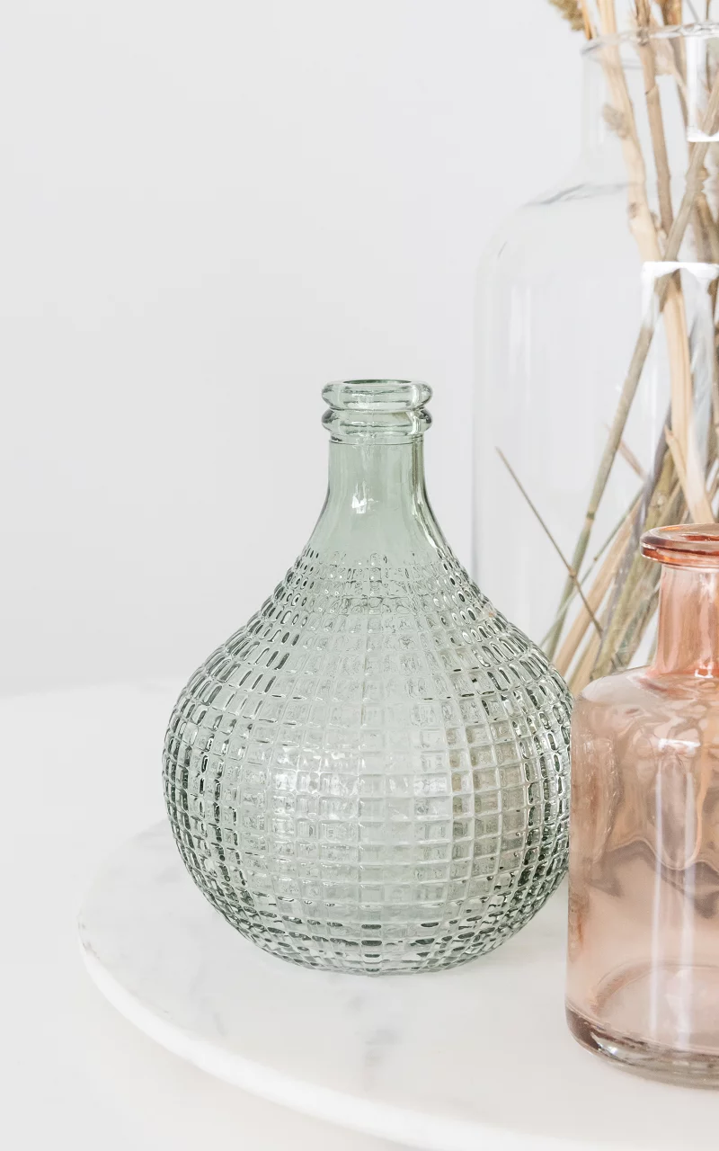 Reliefdeisgn-Vase mit schmaler Öffnung Grün