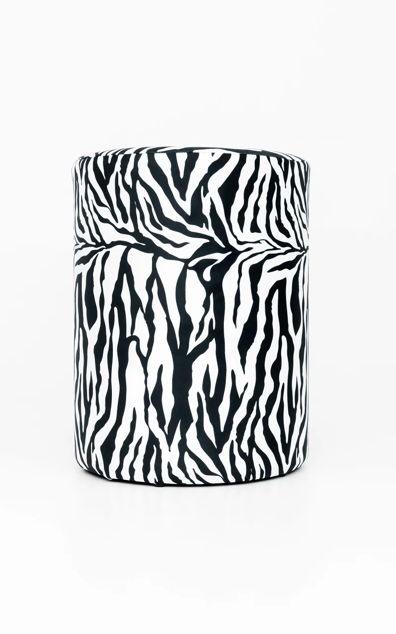 Zebra patterned poof Black White