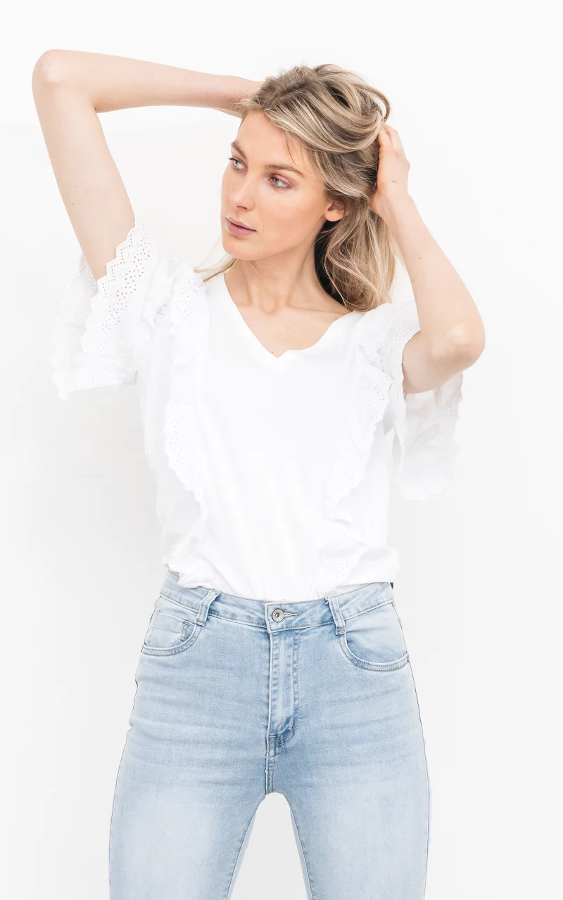T-shirt with embroidery detailing White