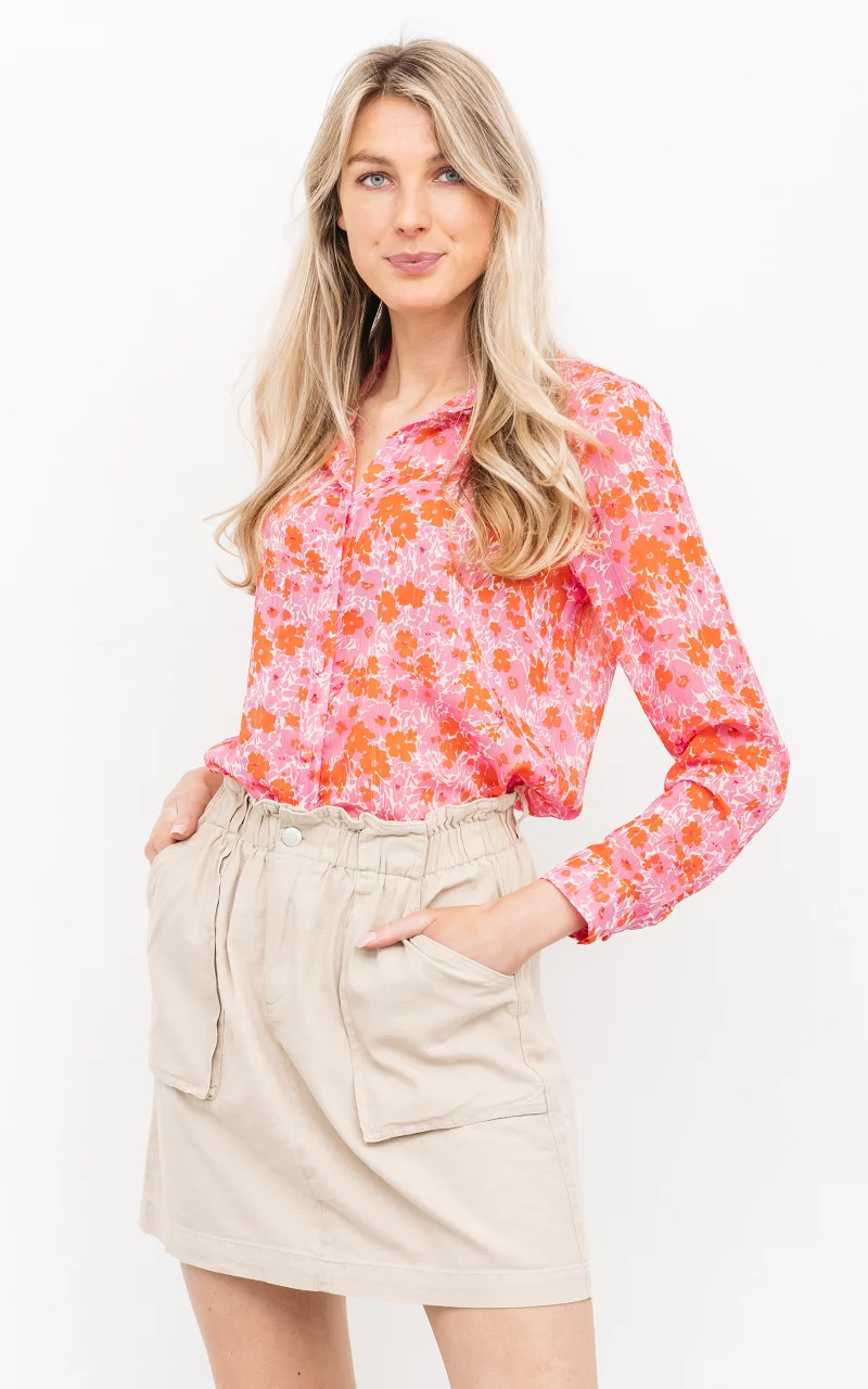Blouse met glitterdetail Roze Rood