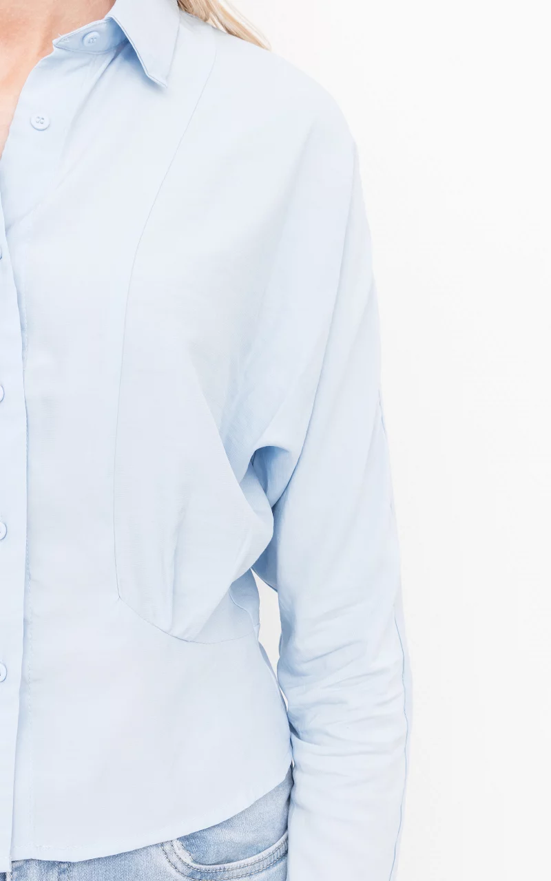 Taillierte Basic-Bluse Hellblau