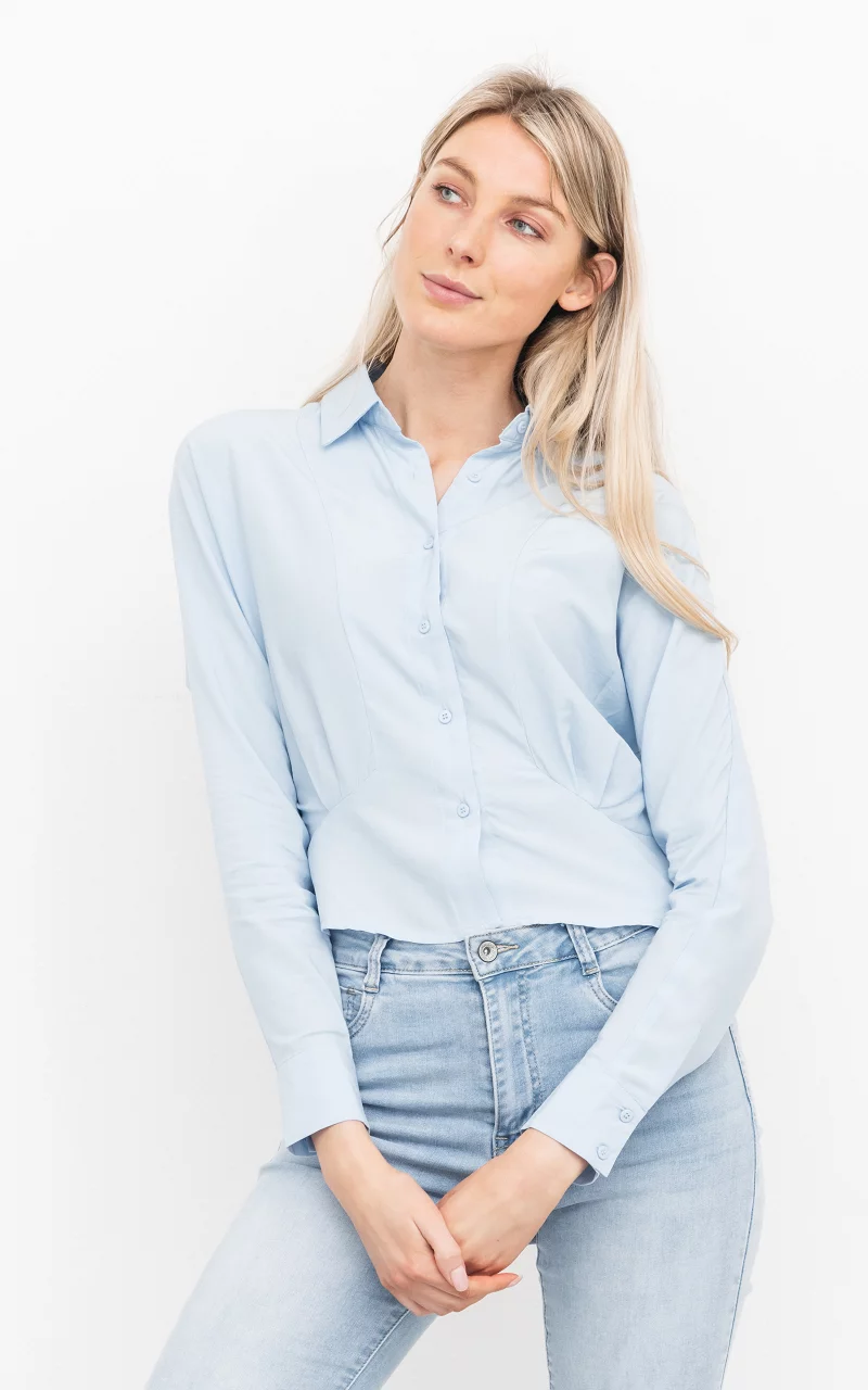 Taillierte Basic-Bluse Hellblau