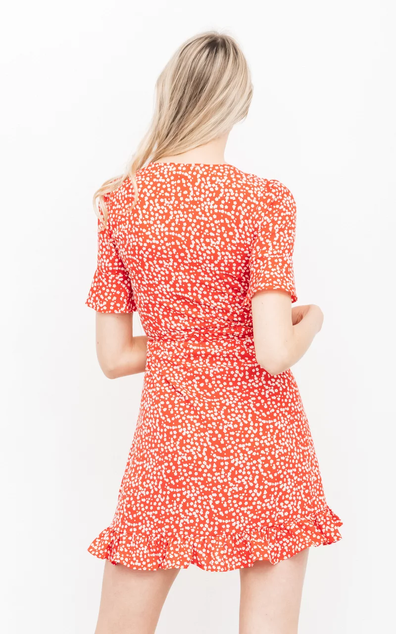 WIckelkleid mit V-Ausschnitt Rot Weiß