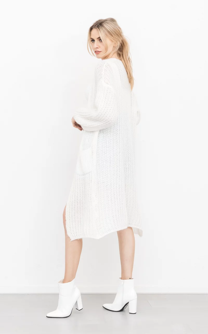 Oversized Strick-Cardigan mit Taschen Weiß