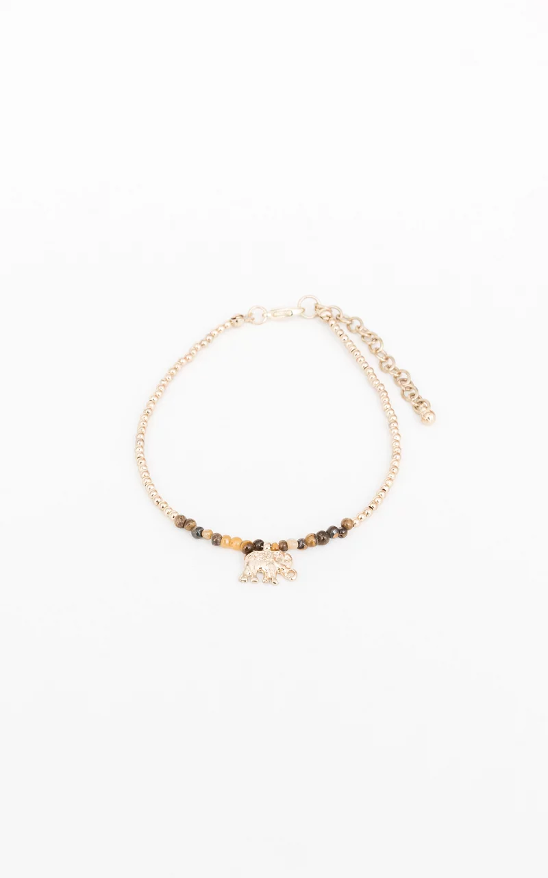 Adjustable anklet with a pendant Gold Brown