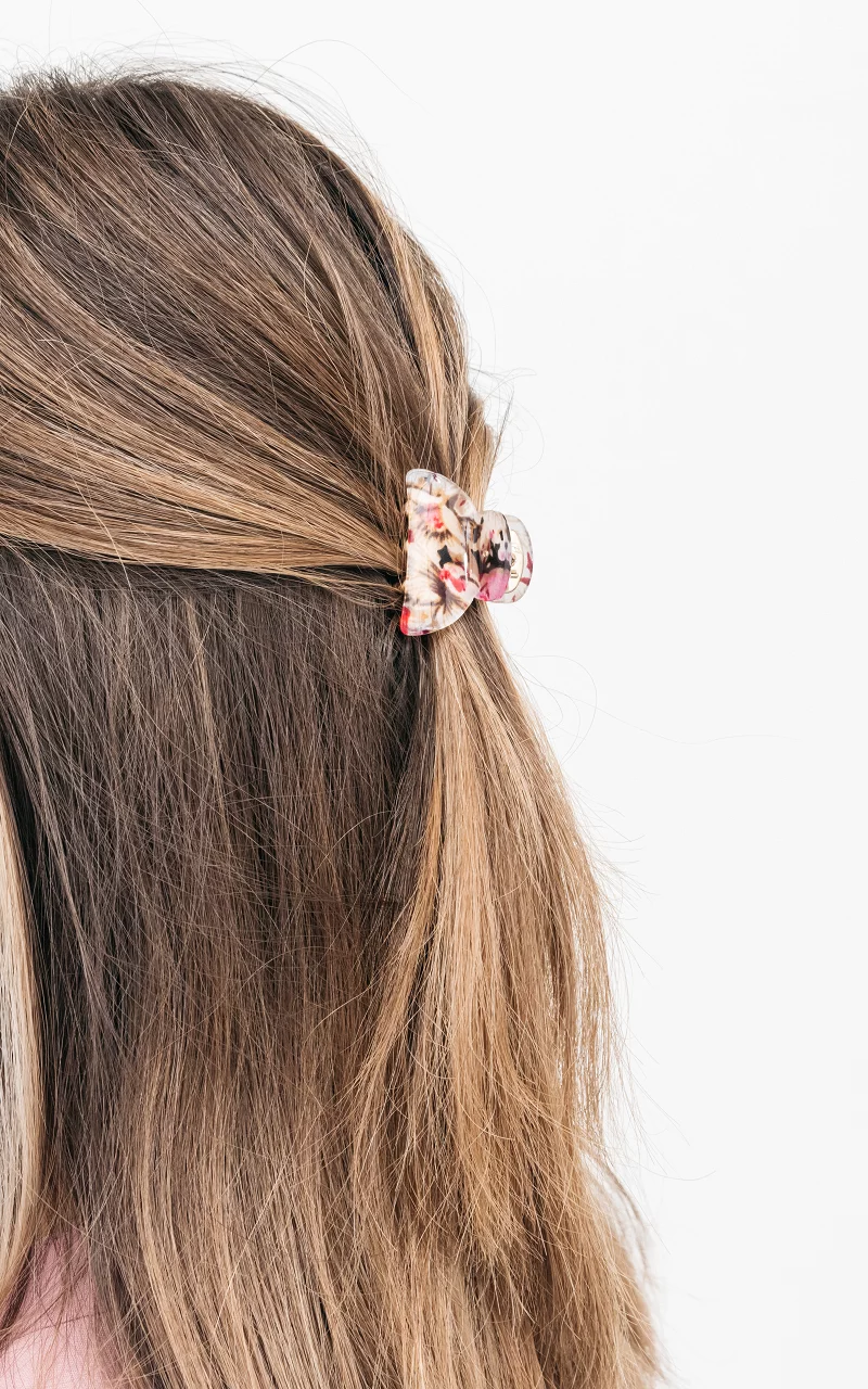 Haarspange mit floralem Muster Pink Gold