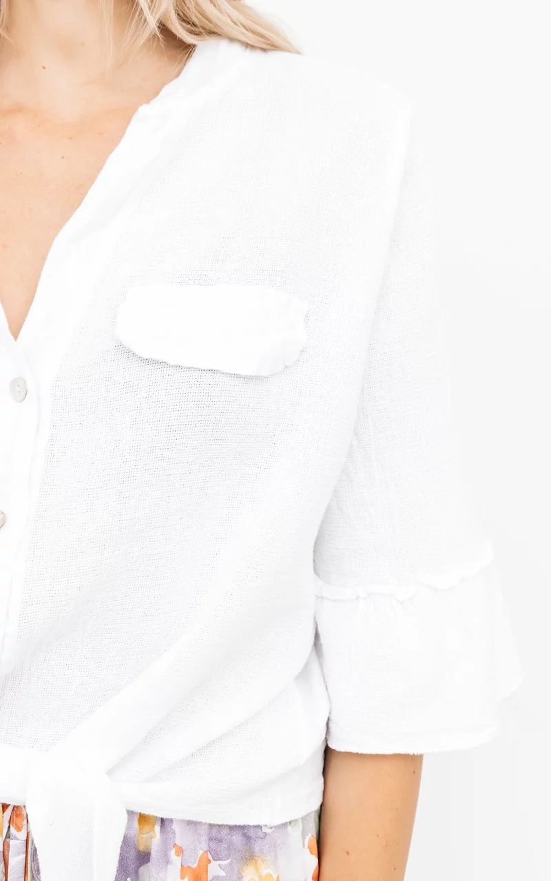 Korte blouse met strikdetail Wit