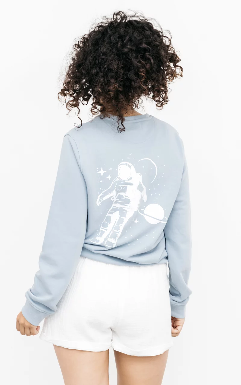 Cooler Pullover mit Print Hellblau