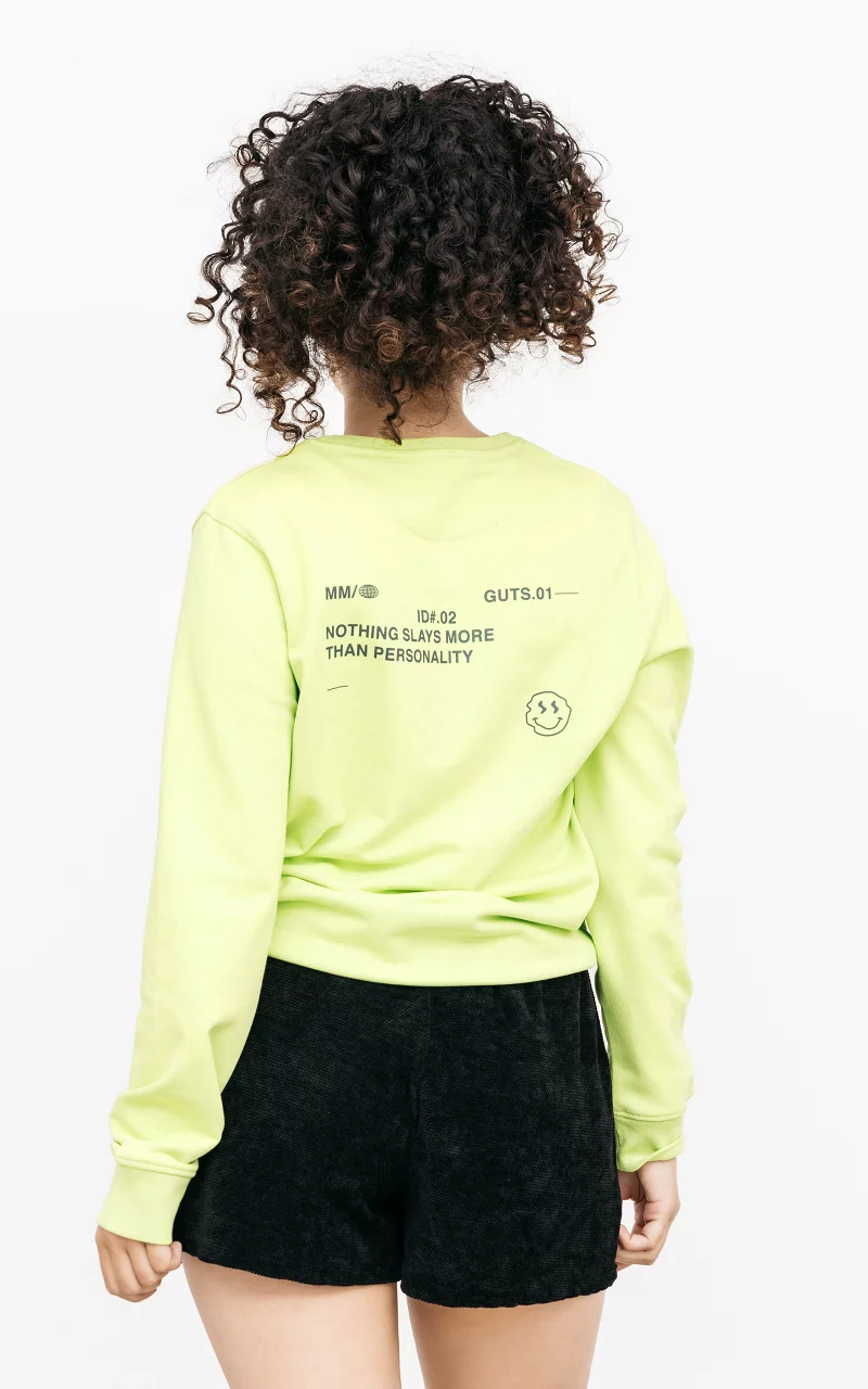Long sleeve sweater with front and back design Green
