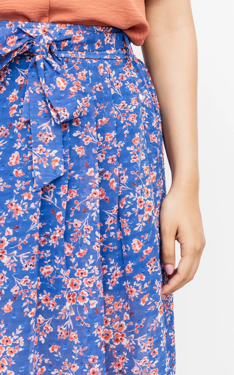 Patterned midi skirt Blue Red