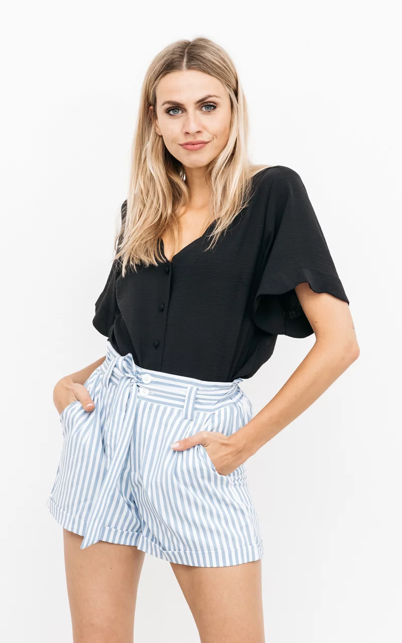 Shorts mit Bindeschleife Blau Weiß