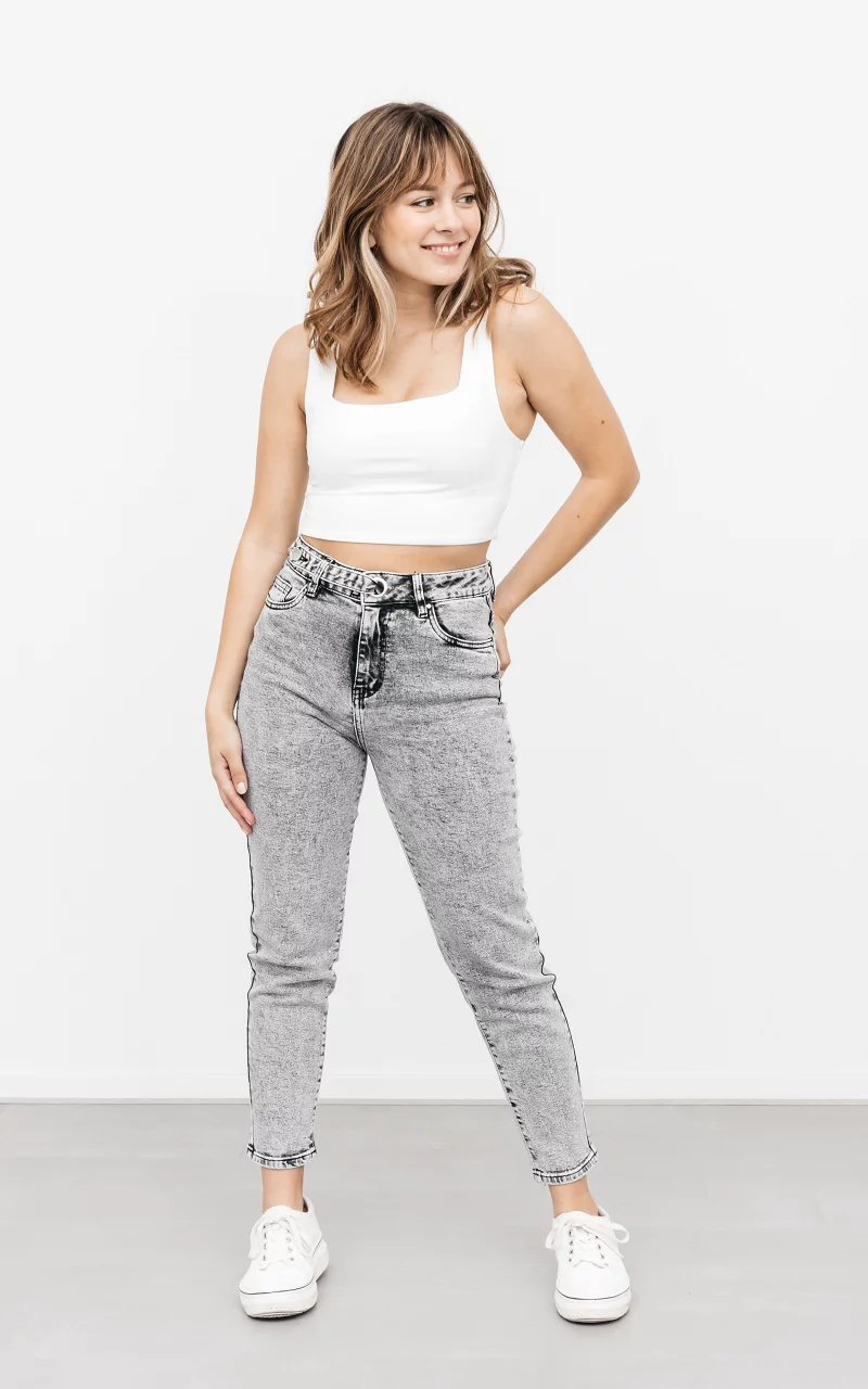 High waist slim fit jeans Grijs