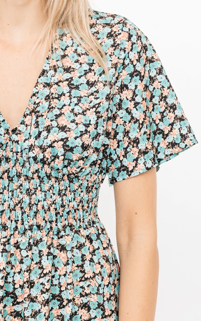 Patterned dress with pinched fabric Mint Black