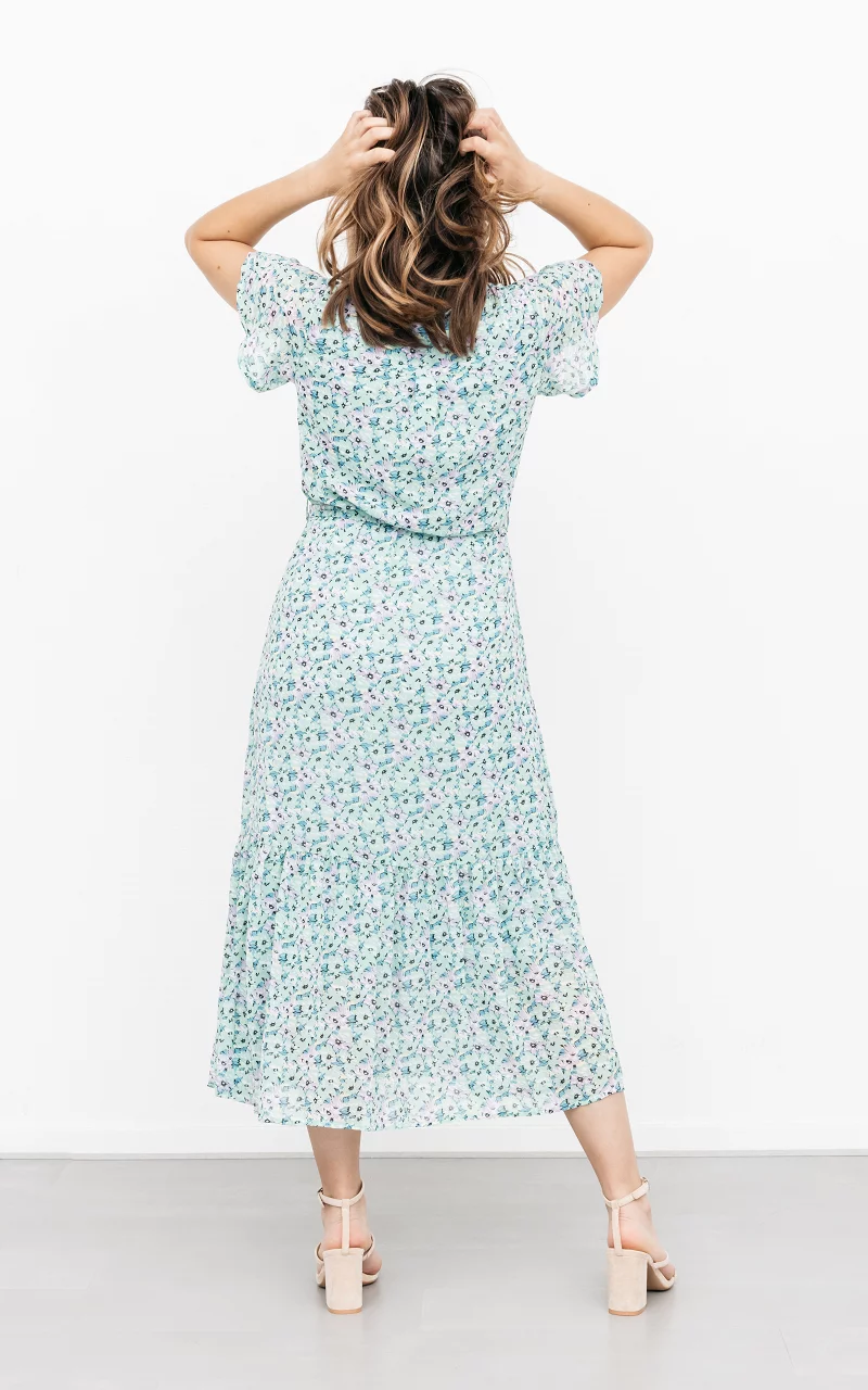 Maxi jurk met bloemenprint Mint Lila