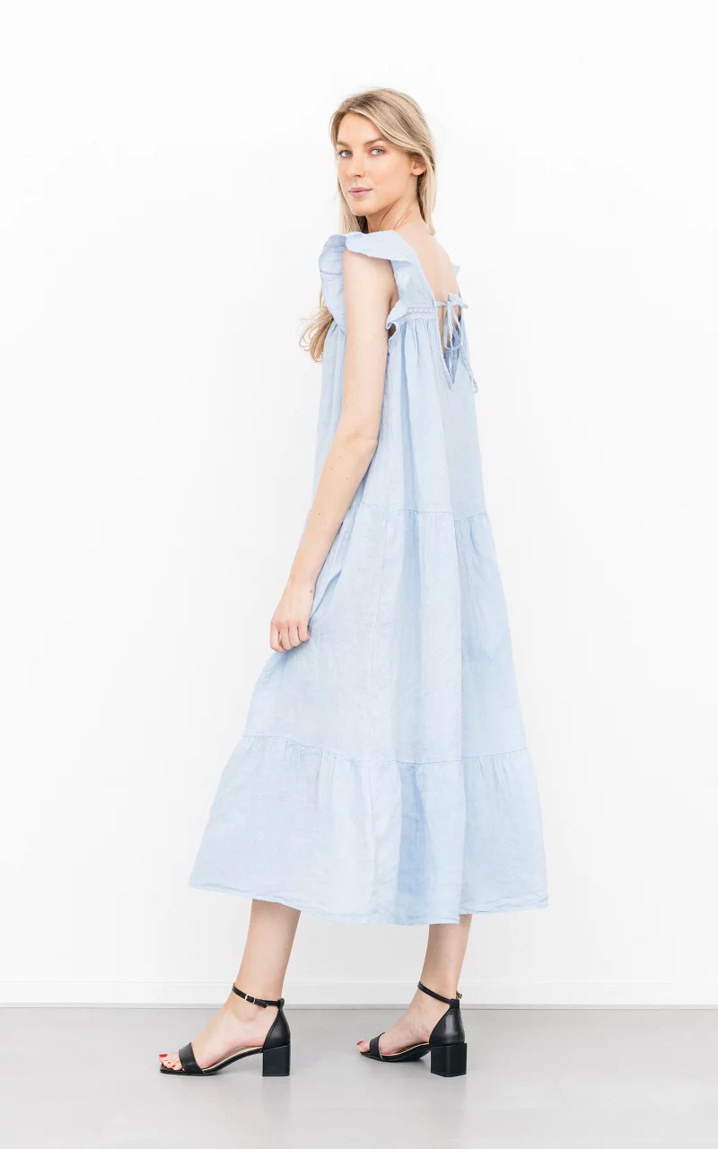 Leinenkleid mit Spitze Hellblau