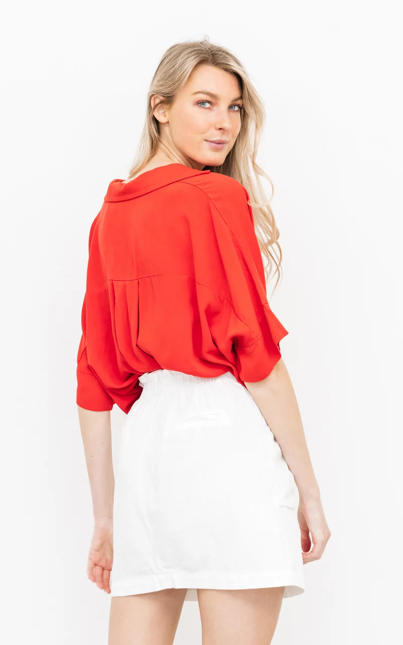 Oversized blouse with buttons Red