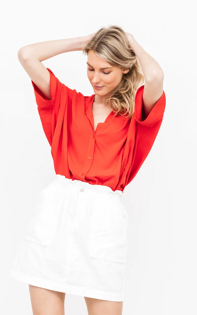 Oversized blouse with buttons Red