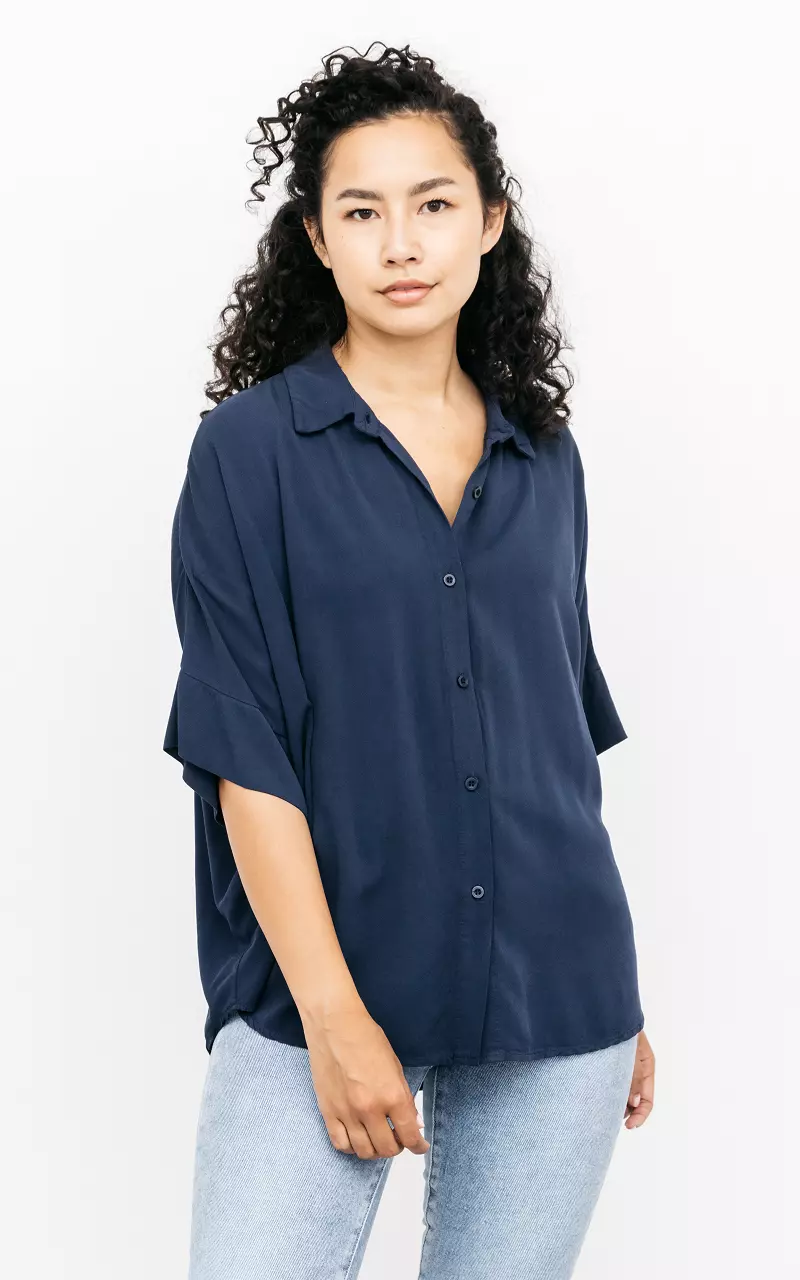 Oversized blouse with buttons Dark Blue