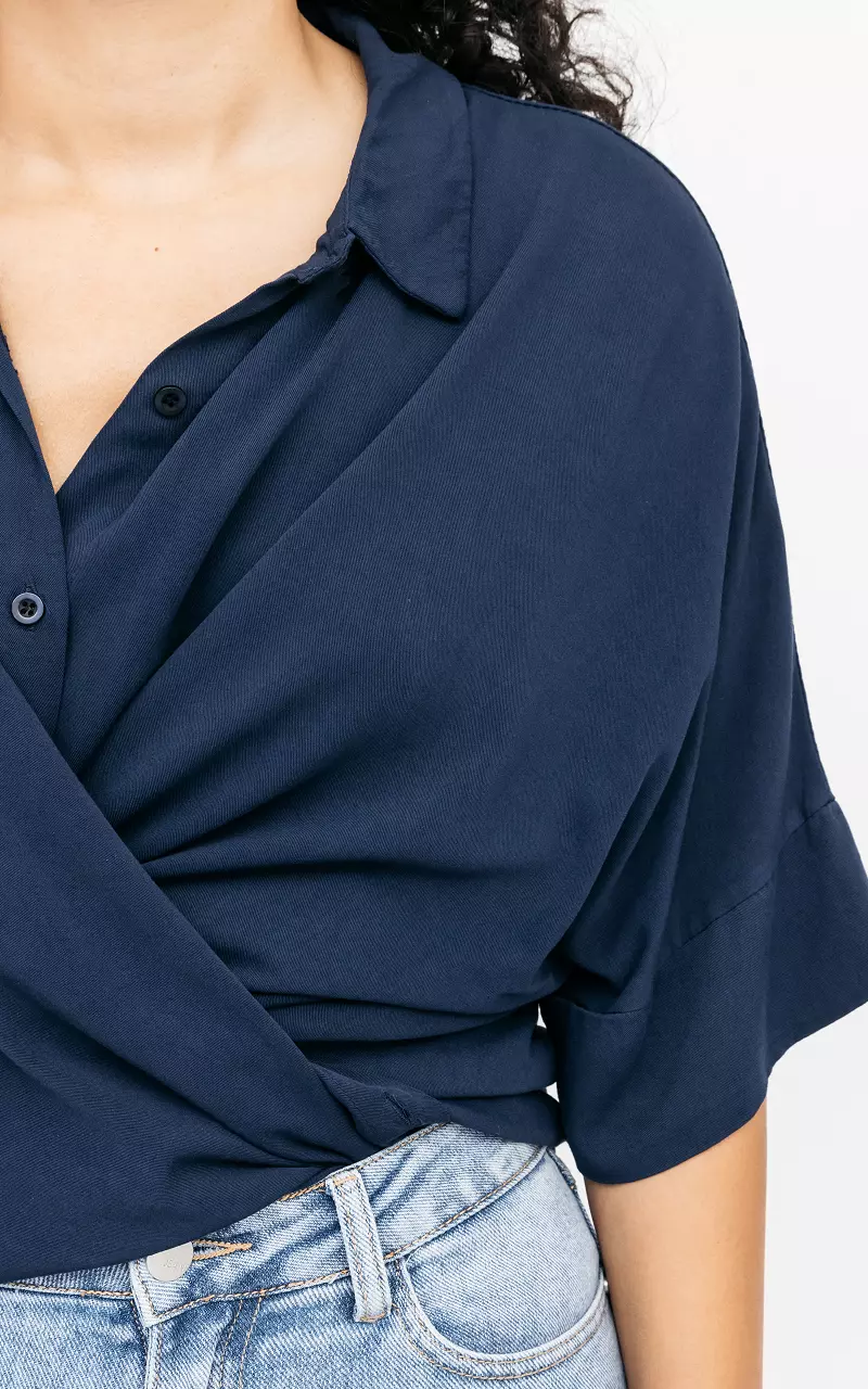 Oversized blouse met knopen Donkerblauw