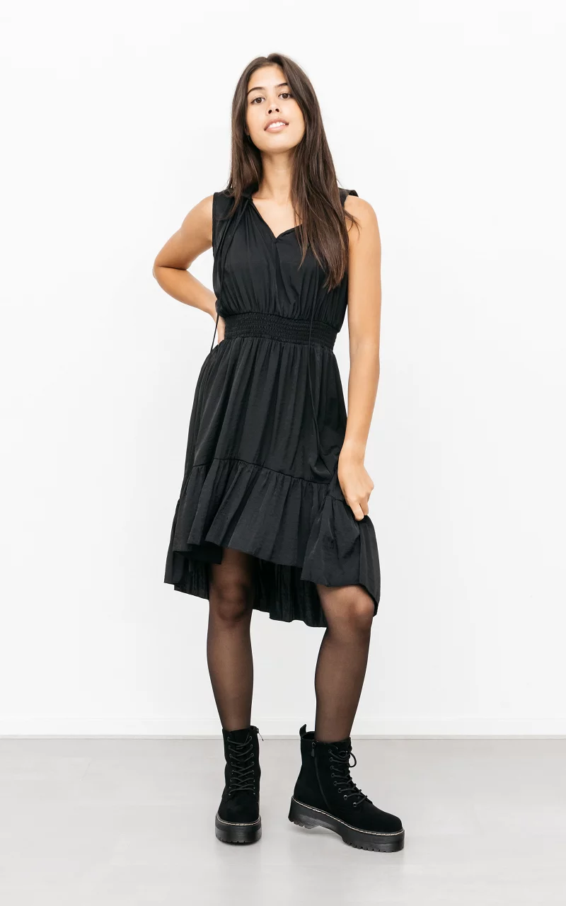 A-symmetrical dress with ruffles Black