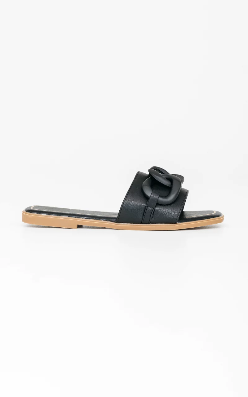 Slip-on sandals with chain details Black