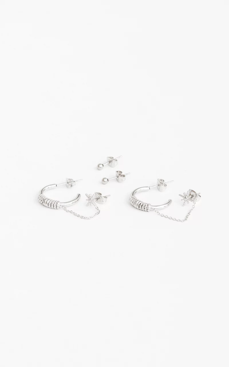 Set of two pairs of earrings Silver