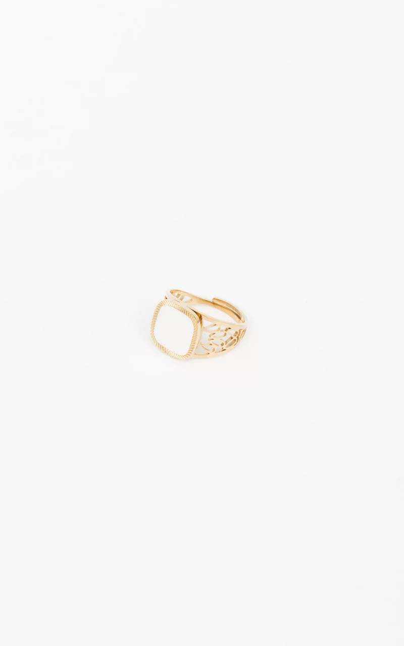 Verstelbare ring met gekleurde steen Goud Wit