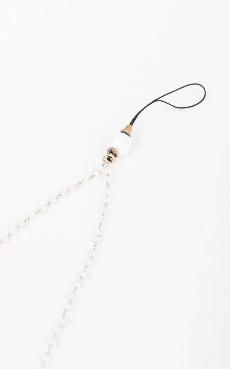 Beaded phone hanger accessory White Gold