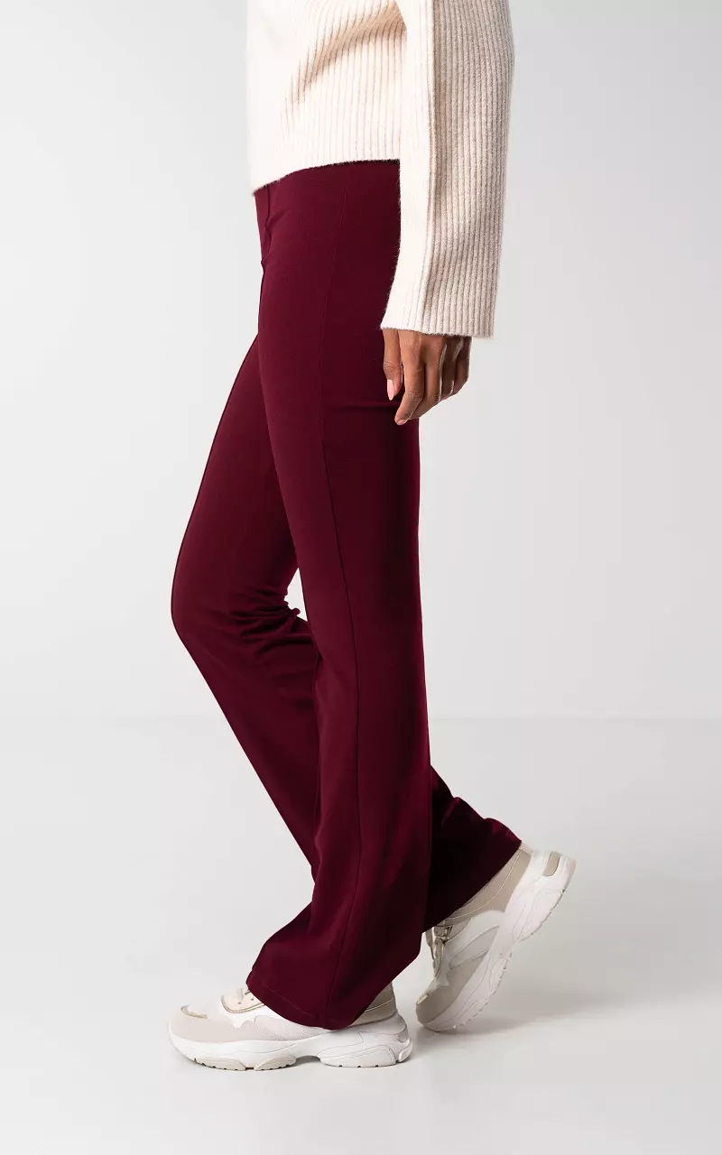 High-waist, flared trousers Dark Red