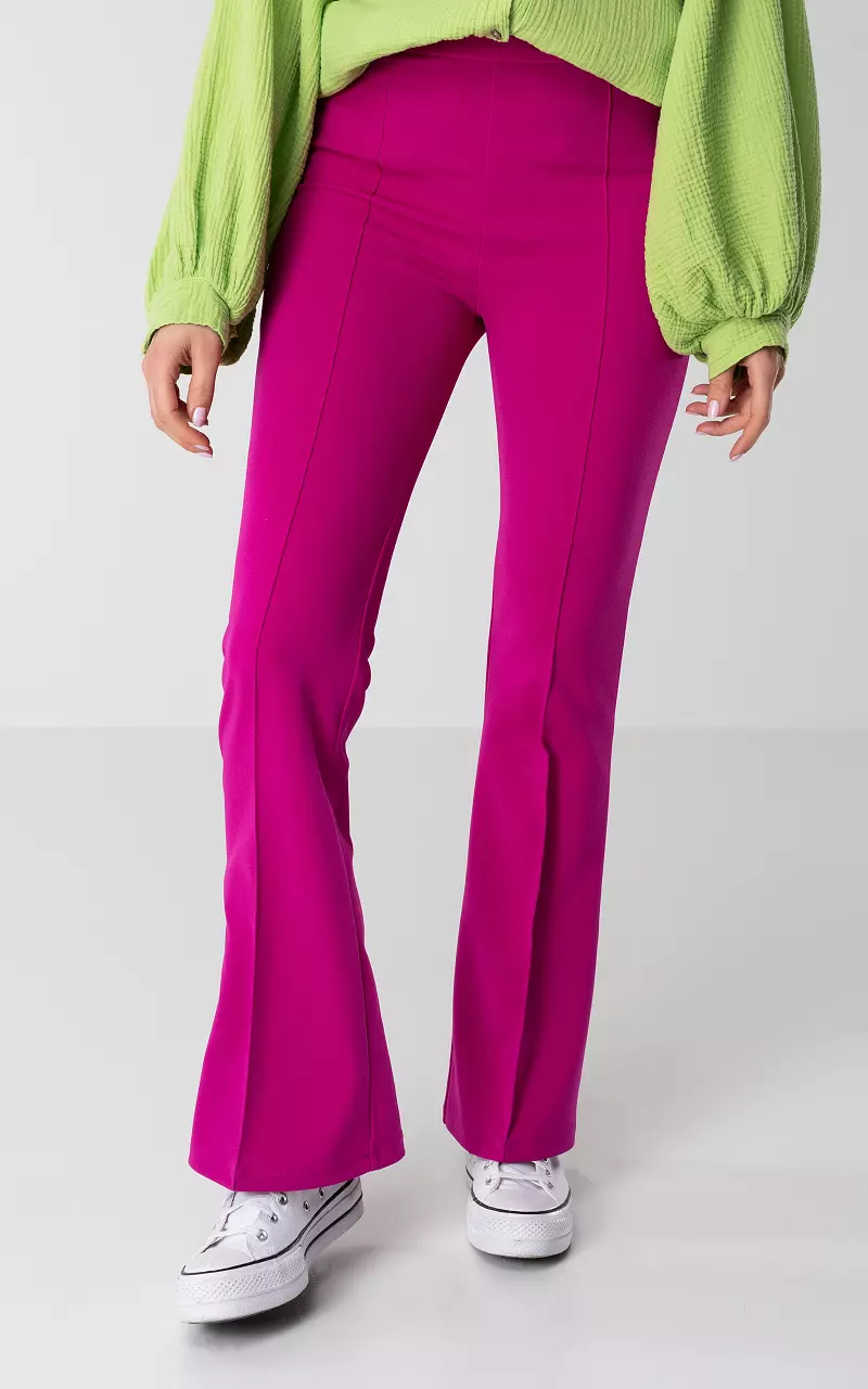 High-waist, flared trousers Fuchsia