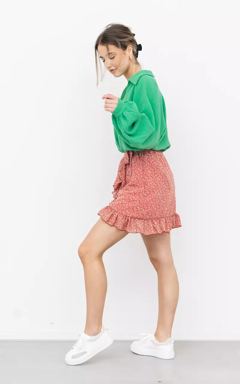 Wrap-around skirt with ruffles Red Green