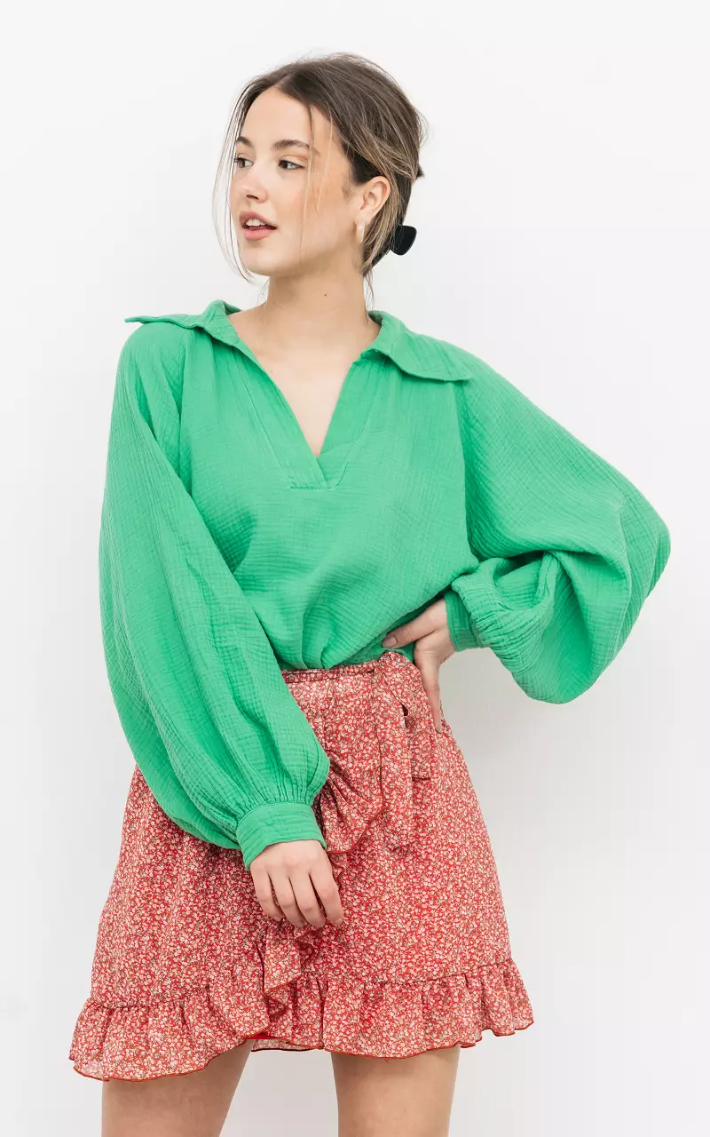 Wrap-around skirt with ruffles Red Green