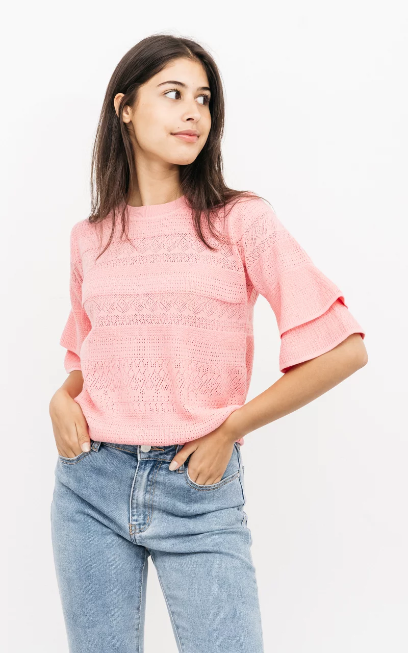 Top with embroidered details Light Pink