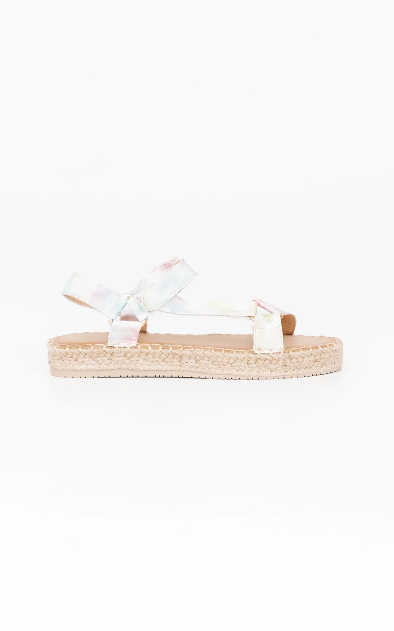 Sandals with woven soles Pink Yellow