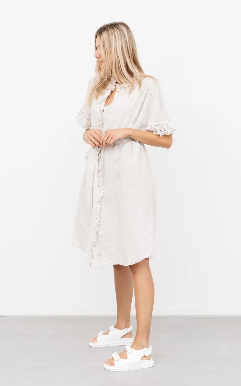 Linen dress with pockets Beige