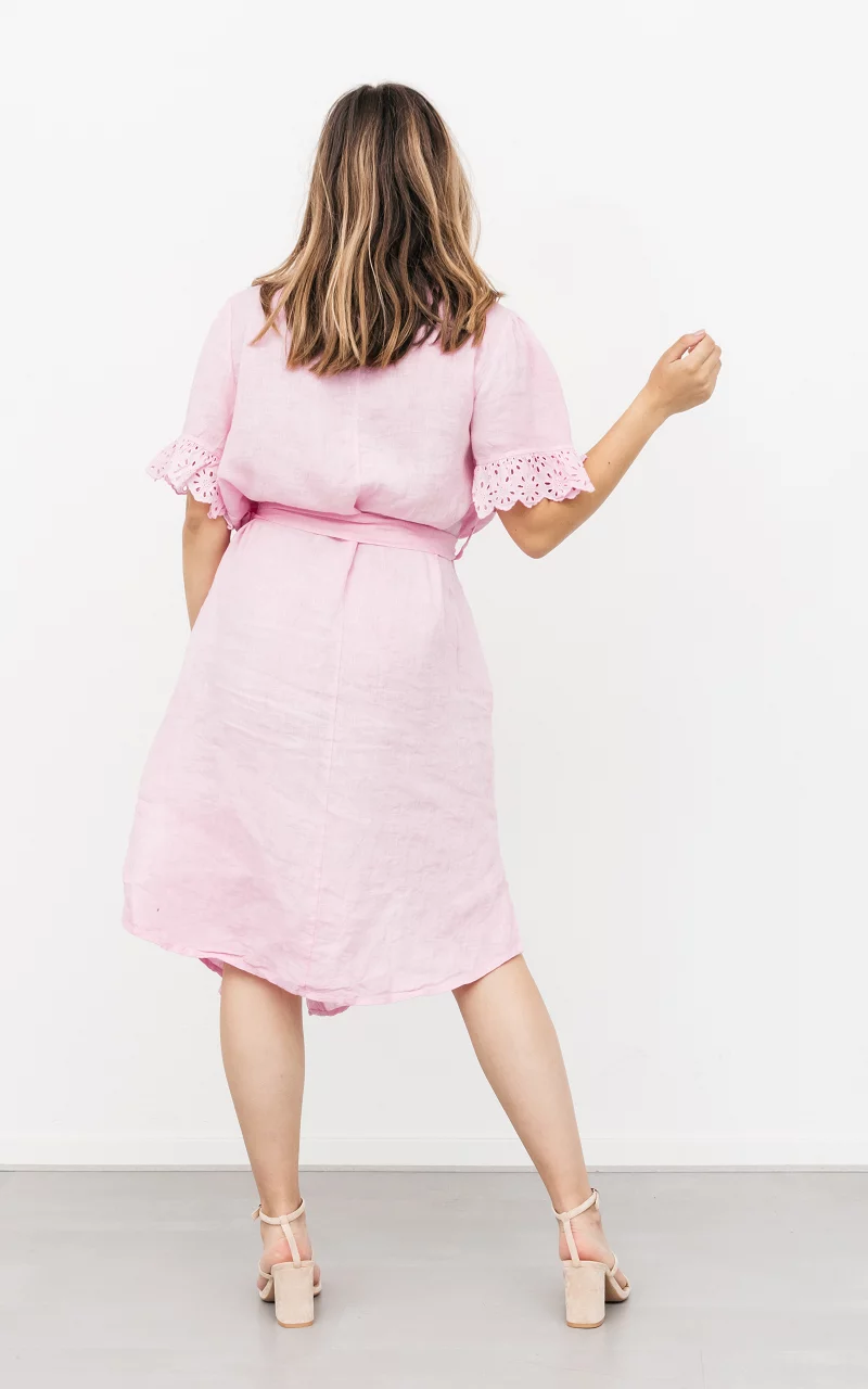 Linen dress with pockets Pink