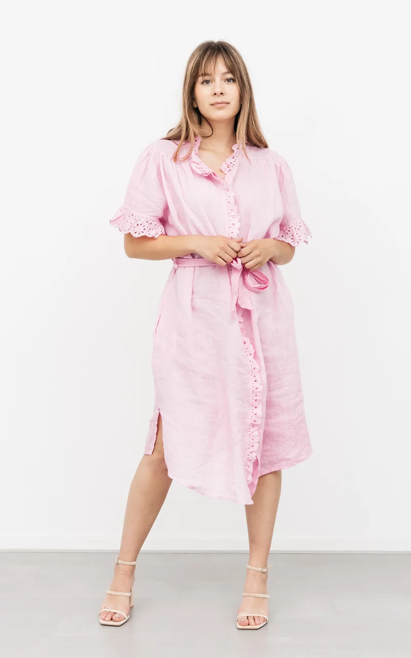 Linen dress with pockets Pink