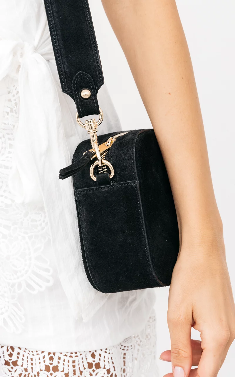 Suéde bag with gold-coated details Black