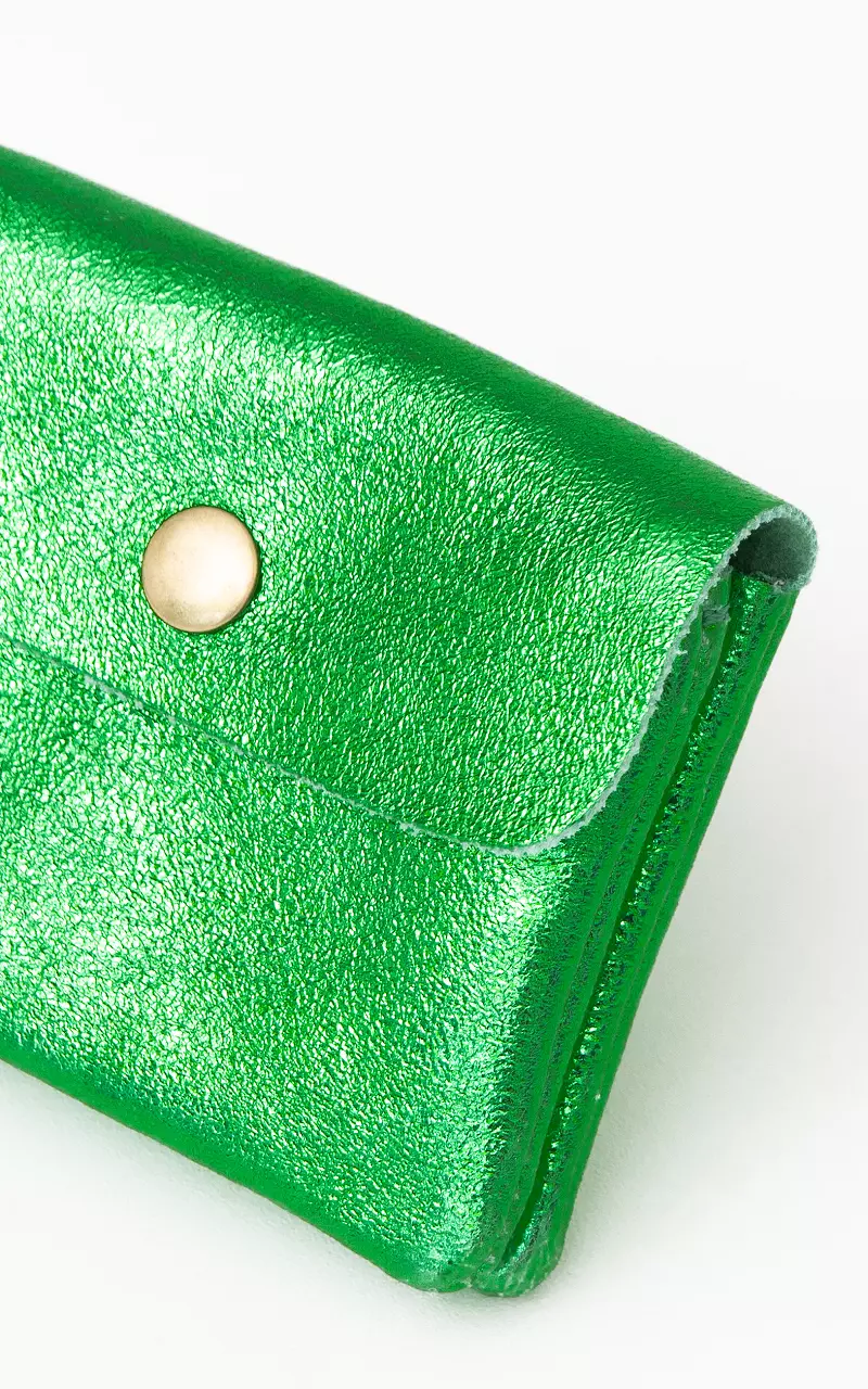 Metallic portemonnee met drukknoop Groen