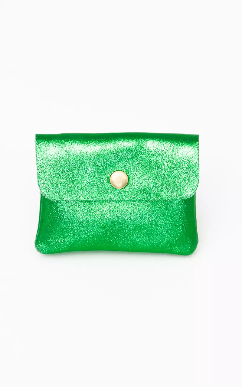 Metallic wallet with stud Green