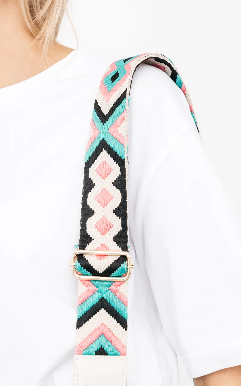Adjustable, multi-coloured shoulder strap Light Pink Green
