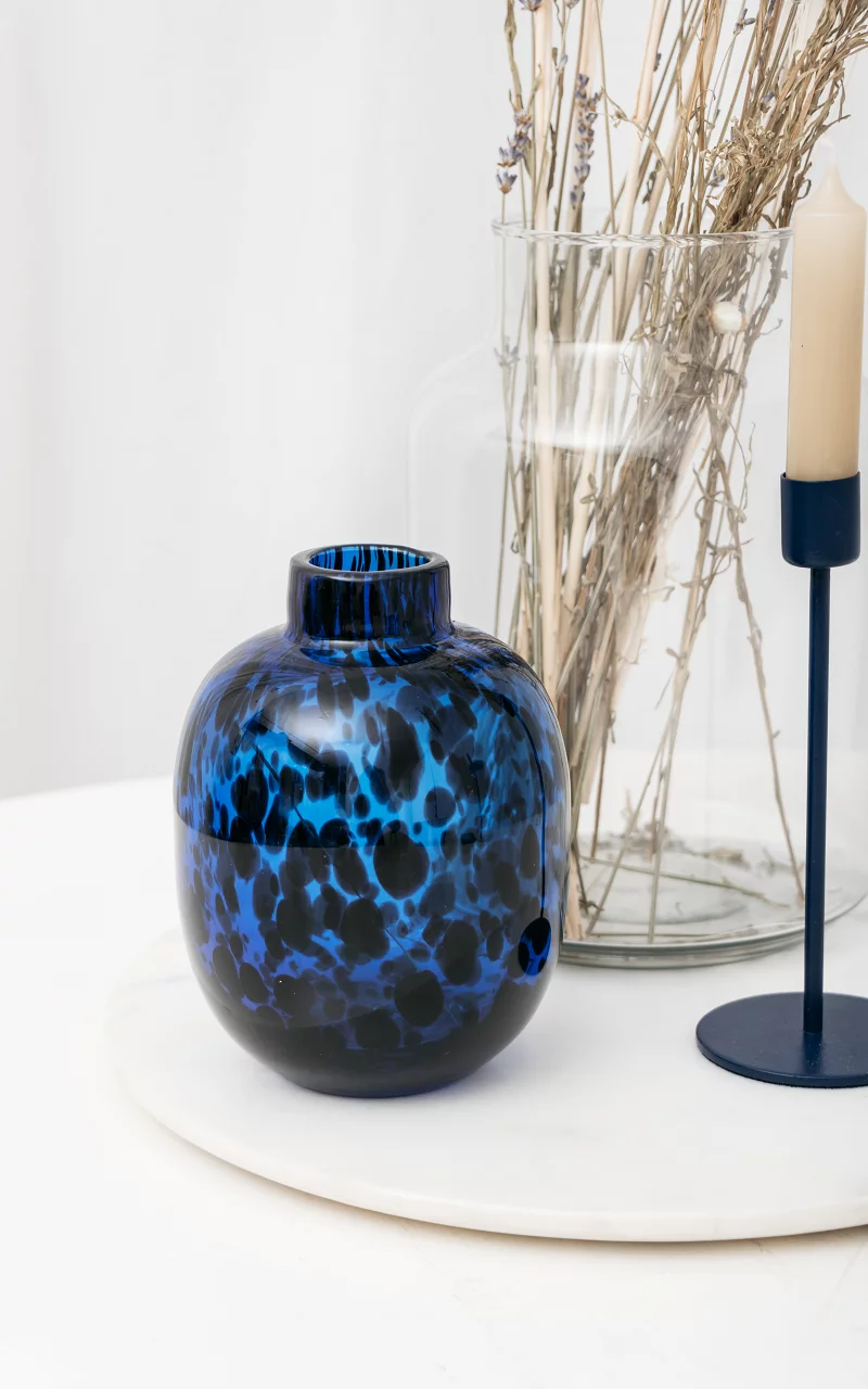 Panther print vase Blue Black