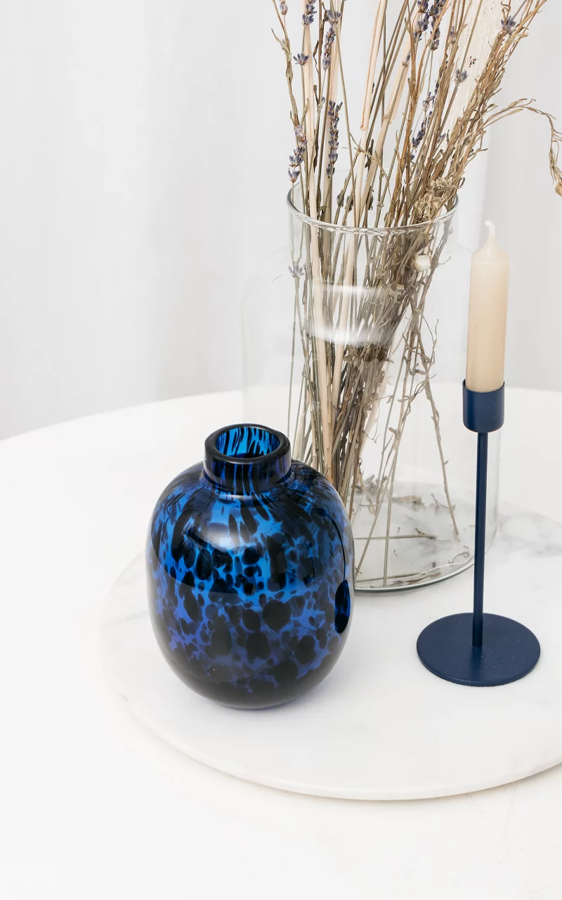 Panther print vase Blue Black