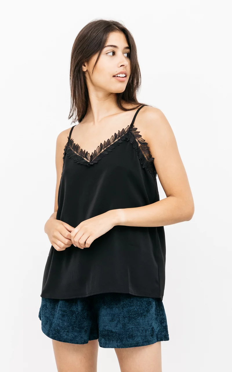 Lace top with adjustable straps Black