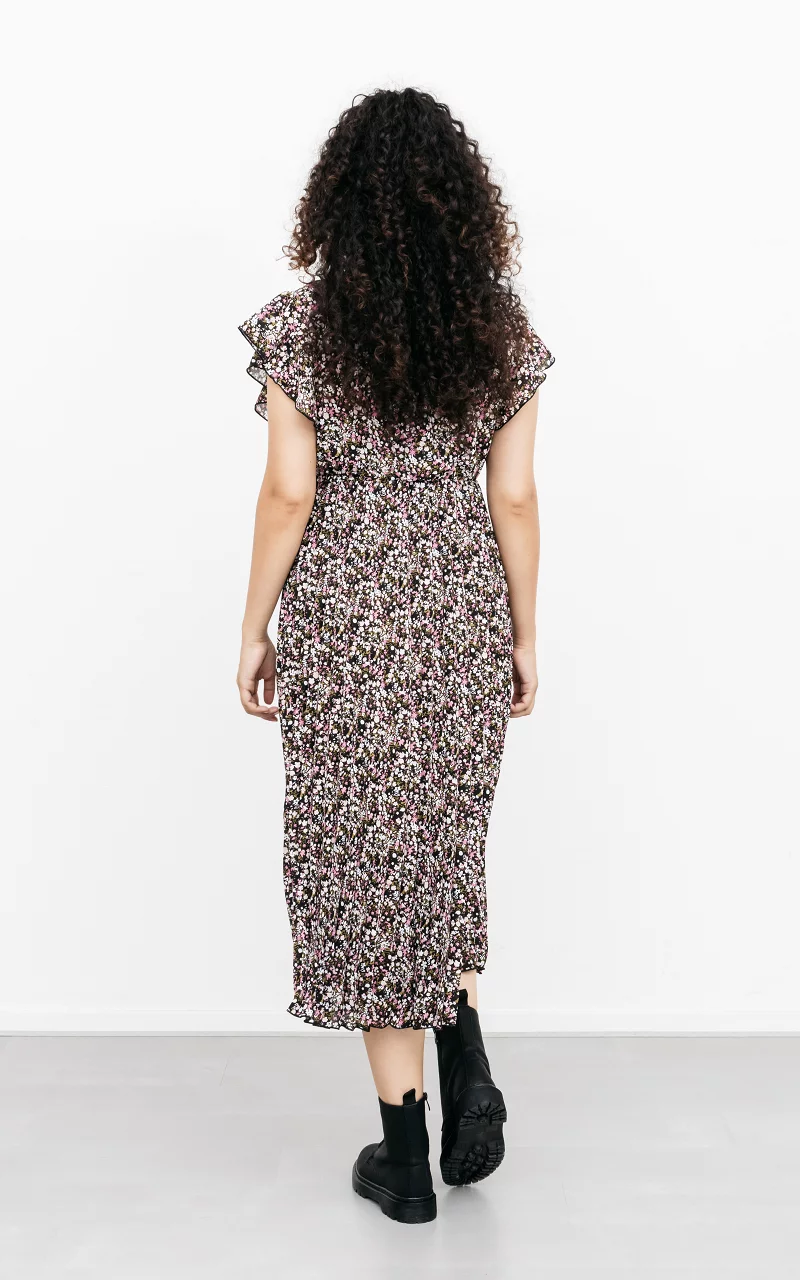 Pleated maxi dress Black Pink